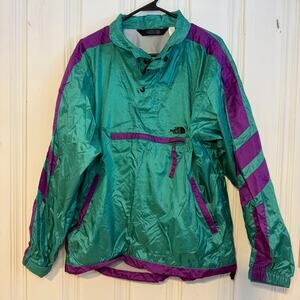 North Face teal and purple vintage 1990s color pop windbreaker mens size medium